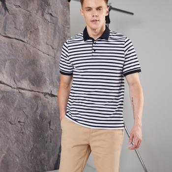 Striped jersey polo shirt
