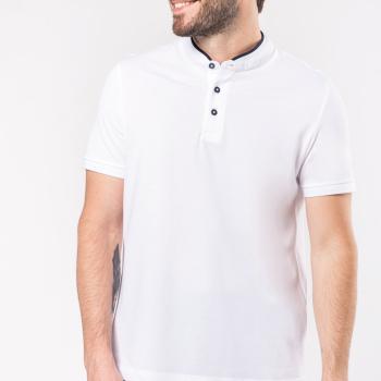 Men's short-sleeved polo shirt with Mandarin collar