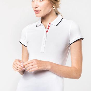 Ladies' short-sleeved piqué knit polo shirt
