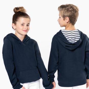 Unisex kids contrast patterned hooded sweatshirt
