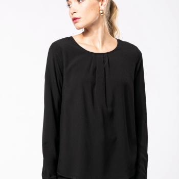 Ladies' long-sleeved crepe blouse