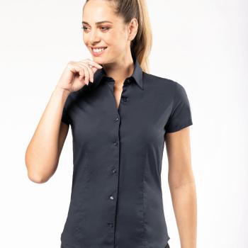 Ladies' short-sleeved cotton/elastane shirt