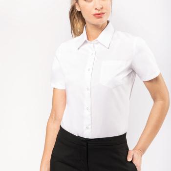 Ladies' short-sleeved cotton poplin shirt
