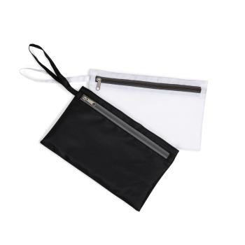 Double compartment pouch, one with waterproof fabric
