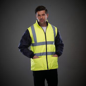 Hi-Vis Quilted Jacket with Detachable Sleeves