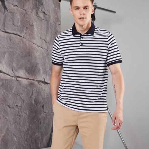 Striped jersey polo shirt