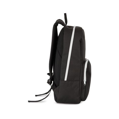 Backpack with contrasting zip fastenings