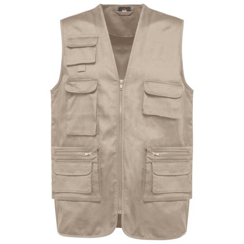 Unisex lined multi-pocket polycotton vest