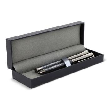 Metal ball pen and roller ball pen set in gift box
