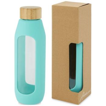 Bouteille Tidan de 600 ml en verre borosilicate avec grip en silicone