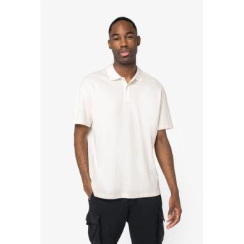 Eco-friendly men's dropped shoulders piqué knit polo shirt