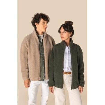 Sweat-shirt zippé à épaules tombantes en sherpa unisexe