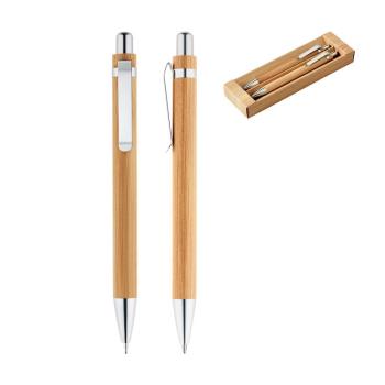 GREENY. Kit stylo bille et porte-mine en bambou