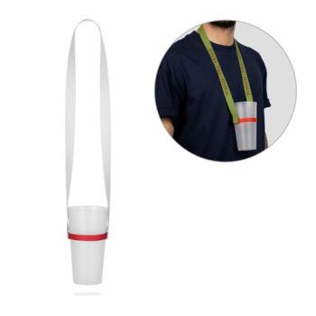 BOLTON. Polyester sublimation lanyard with silicone cup holder