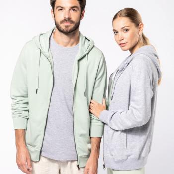 Unisex eco-friendly French Terry zipped hooded sweatshirt