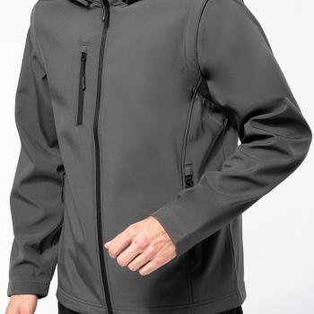 Unisex 3-layer softshell hooded jacket with removable sleeves