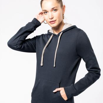 Ladies contrast hooded sweatshirt