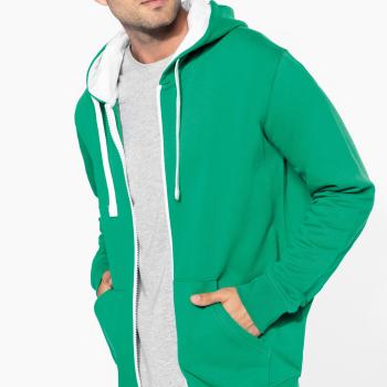 Men's contrast hooded full zip sweatshirt