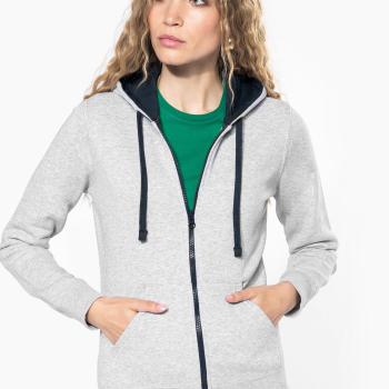 Ladies’ contrast hooded full zip sweatshirt