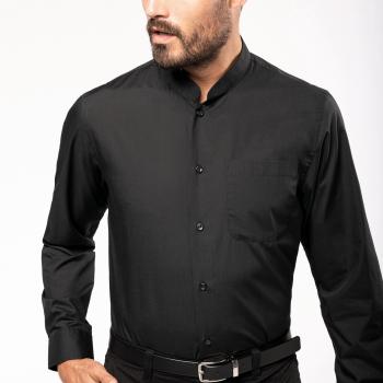 Men's long-sleeved mandarin collar shirt