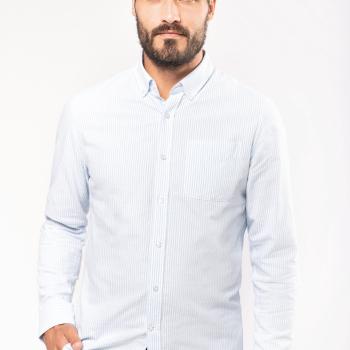 Men's long-sleeved washed Oxford cotton shirt