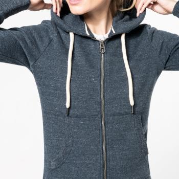 Ladies' vintage zipped hooded sweatshirt