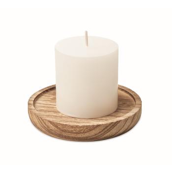 Candle on round wooden base    MO6282-40