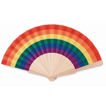 Rainbow wooden hand fan        MO6446-99