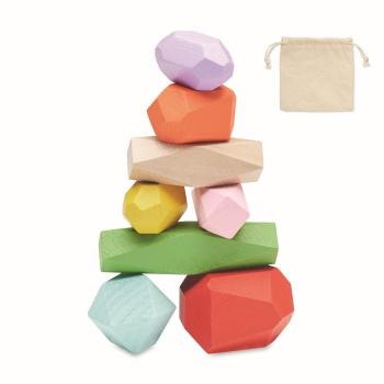 8 stacking wood rocks in pouch MO6710-13