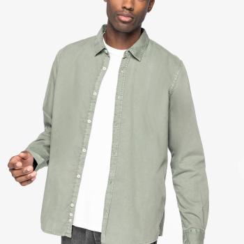 Chemise délavée en coton twill homme - 135g