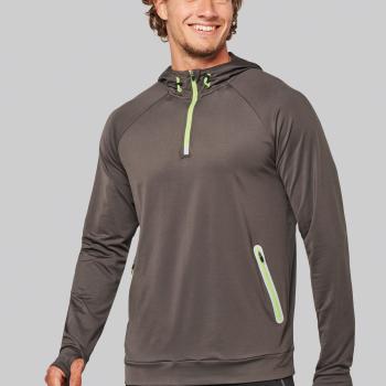 Unisex zip neck hooded sports sweatshirt