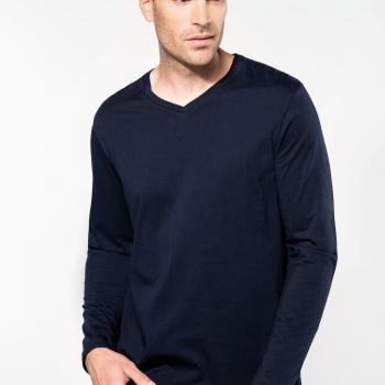Men's V-neck long-sleeved Supima® t-shirt