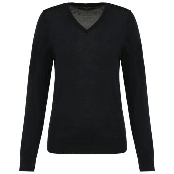 Ladies' V-neck merino jumper