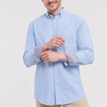 Long-sleeved washed Oxford Shirt