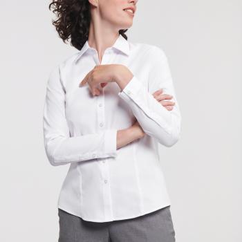 Ladies' Long-Sleeved Herringbone Shirt
