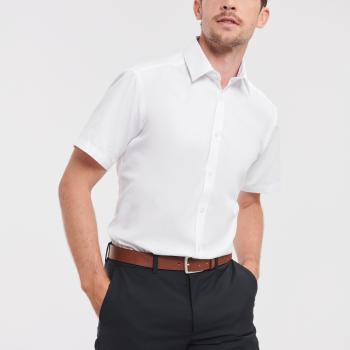 Men's Short-Sleeved Herringbone Shirt
