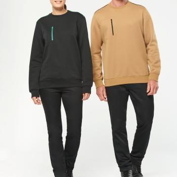 Sweat-shirt Day To Day zip poche contrastée unisexe