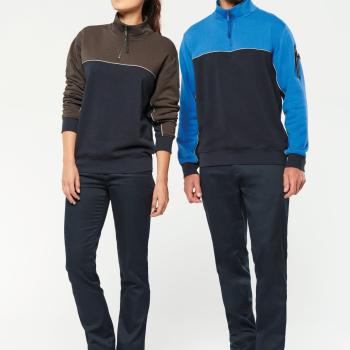 Unisex zipped neck eco-friendly sweatshirt