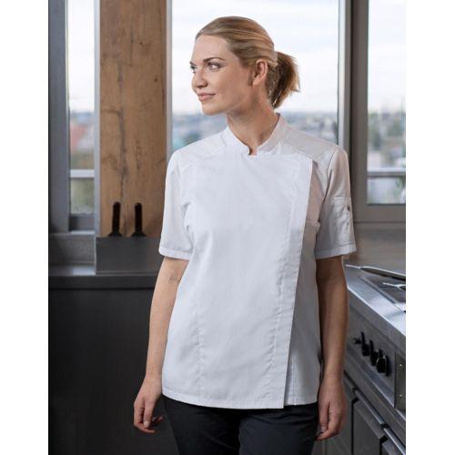 Short-Sleeve Ladies` Chef Jacket Modern-Look