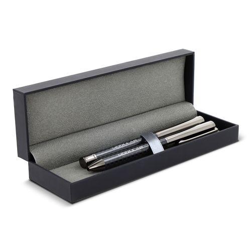 Metal ball pen and roller ball pen set in gift box