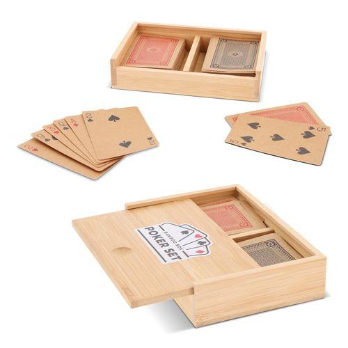 Jeu de cartes à jouer dans une boîte en bambou