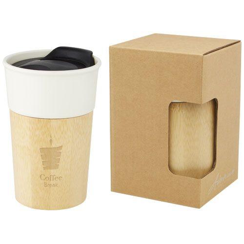 Tasse Pereira de 320 ml en porcelaine avec paroi extérieure en bambou