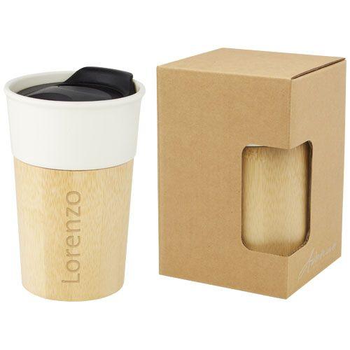 Tasse Pereira de 320 ml en porcelaine avec paroi extérieure en bambou