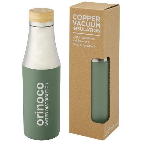 Bouteille Hulan de 540 ml en acier inoxydable avec  cuivre et isolation par le vide avec couvercle en bambou