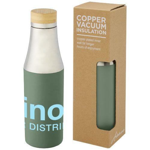 Bouteille Hulan de 540 ml en acier inoxydable avec  cuivre et isolation par le vide avec couvercle en bambou