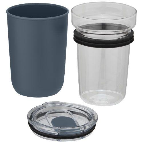 Gobelet en verre Bello de 420 ml avec paroi extérieure en plastique recyclé