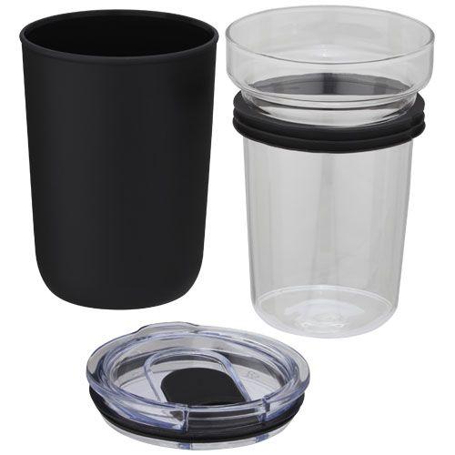 Gobelet en verre Bello de 420 ml avec paroi extérieure en plastique recyclé