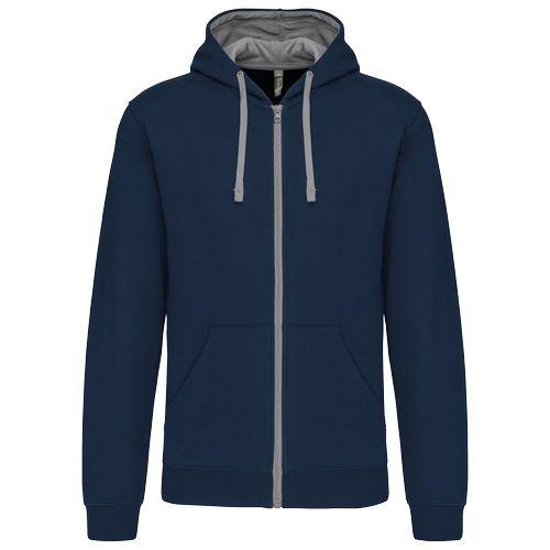 Men's contrast hooded full zip sweatshirt