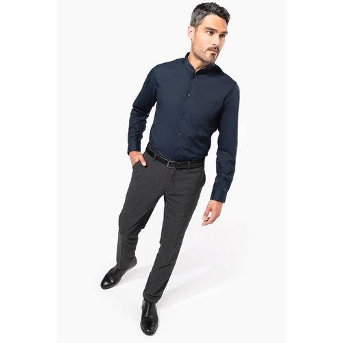 Men's long-sleeved mandarin collar shirt