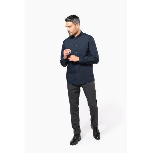 Men's long-sleeved mandarin collar shirt